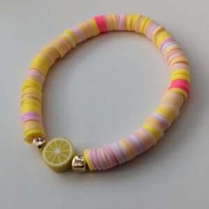 Pink + Yellow + White Bracelet with Lemon Charm