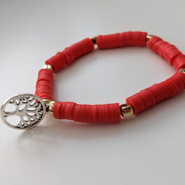 Red & Gold Tree Of Life Charm Bracelet