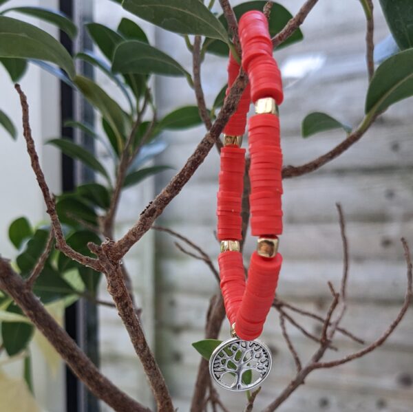 Red & Gold Tree Of Life Charm Bracelet