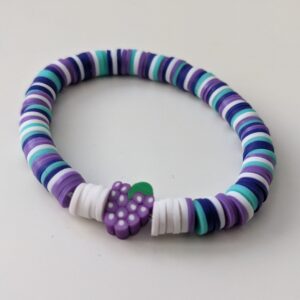 Purple, Deep Purple, Green + White Bracelet with Grape Charm